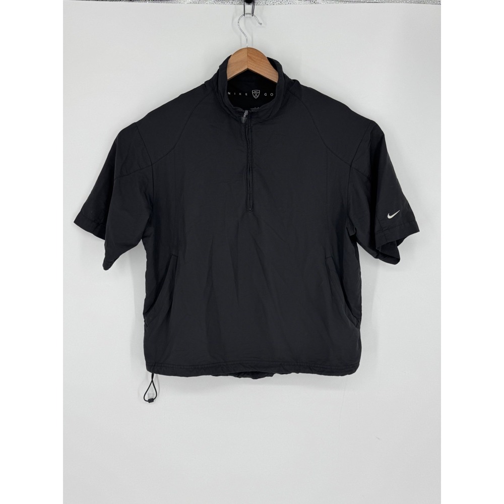 Nike Golf Short Sleeve Pullover Windbreaker Black 1/4 Zip Men's Sz Med Vented B2